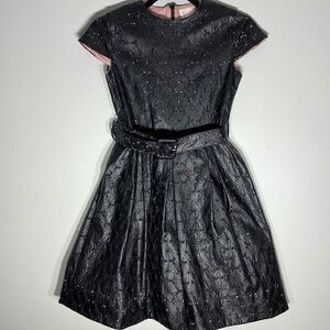 Black Leather Floral Dress**Age 12